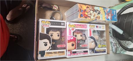 Lot Of 3 Funko Pops & 2 Watches & Book