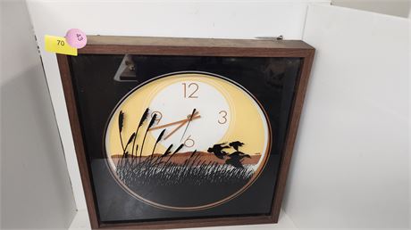Large Heavy Glass Wood Framed Clock. Not Tested