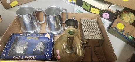 Vintage Cheese Grater & Salt & Pepper Shakers & Misc. items