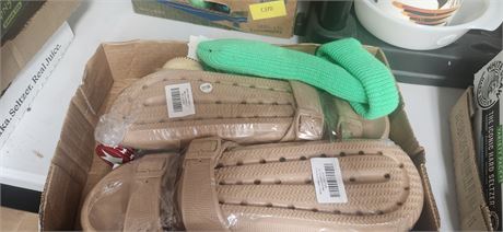 Women's Shoes Size 6-7 & Knit Green Hat & Buttons & Baseball