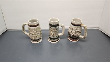 3 Mini Avon Collectible Beer Steins