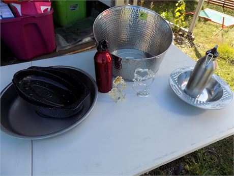 Pans, Metal Bucket, Water Bottles, Metal Bowl