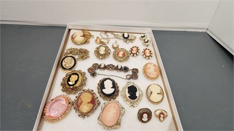 Tray Of Cameo Jewelry