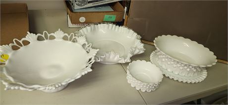 5 Misc. Pieces Of Milk Glass. Not Fenton