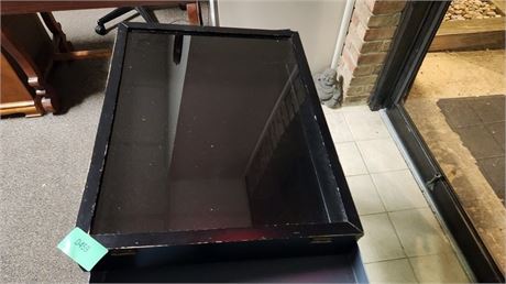 Black Display Case With Hinged Lid.