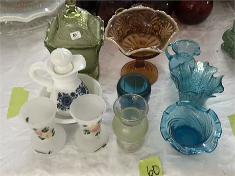 Vintage Glassware, Fenton Eye & Scroll Dish, Turquoise Glass, Avon