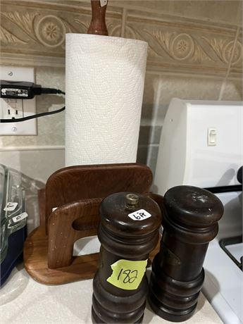 Wood Salt and Pepper, Napkin Holder, Paper Towel Holder