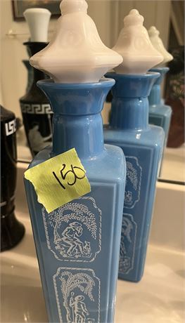 Vintage Blue and White Decanters (2)