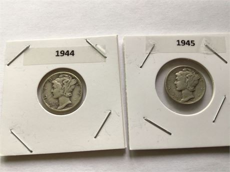 1944 & 1945  Mercury Dimes