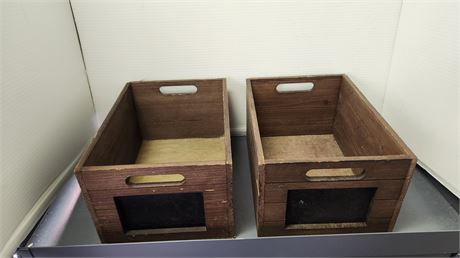 2 Wood Storage Boxes With Handles
