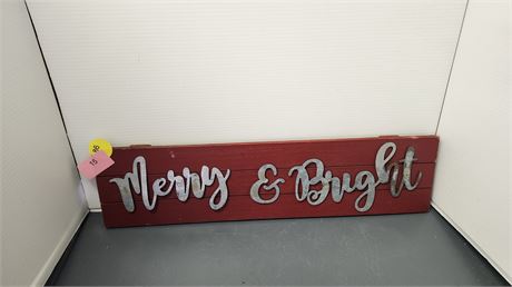 Merry & Bright Wood Sign