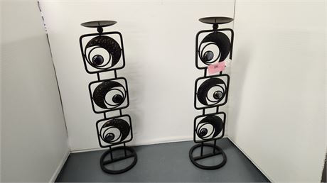 Set Of 2 Tall Metal Candle Holder