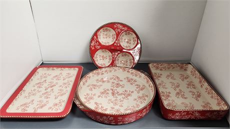 Set Of 4 Temp-tations Floral Lace Presentable Ovenware Serving Dishes
