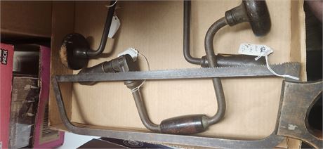 Vintage Hand Saw & Vintage Ratchet Hand Drill