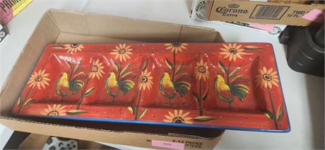 Artimino Red Rooster Divided Serving Tray
