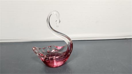 Glass Decorative Swan Statue
