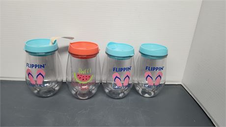 4 Decorative Drinking Glasses
