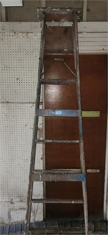 Tall wooden step ladder