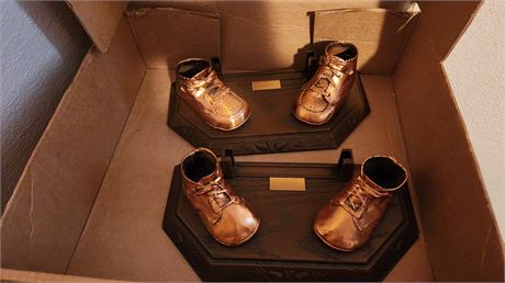 2 Sets Of Bronze Baby Shoes