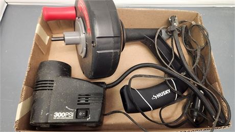 Husky Drain Snake & 300PSI 12V Air Compressor
