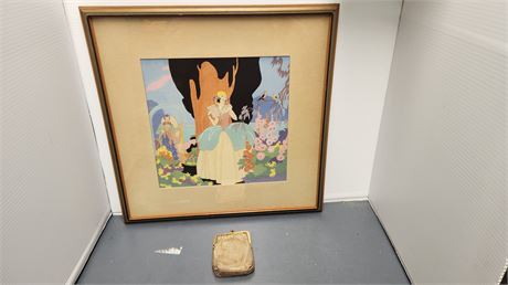 Vintage Purse & Framed Picture