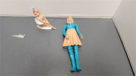 Vintage Marx Johnny West Jane West Doll & Vintage Ballerina Cake Topper
