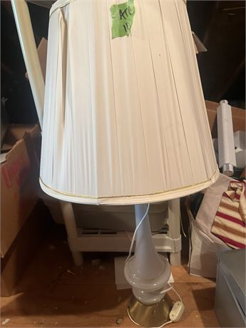 Gold and White Glass Lamp