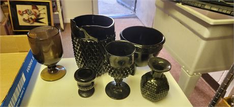 A Tiara Exclusive Glassware & Unmarked Glassware.Minor Chips & Cracks In Couple