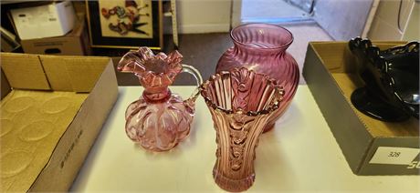 Lot Of Pink Glassware. One Marked Indiana Glass & Others Unmarked Glass
