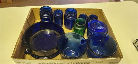 Lot Of Blue Glassware