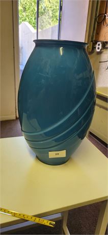 Blue Vase. About 16 in. Tall Has Crack