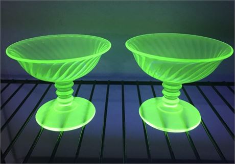 Matching Uranium Glass Cups (#1)