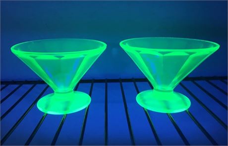 Matching Uranium Glass Cups (#2)