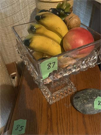 Glass Dish and Artificial Fruit