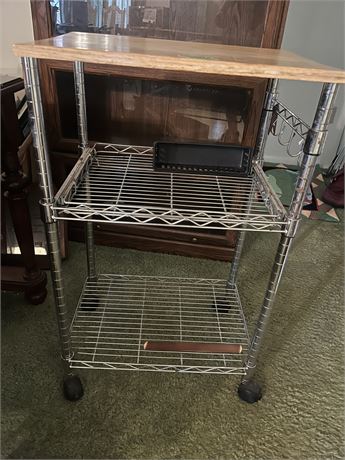 Wood Top Roll Cart