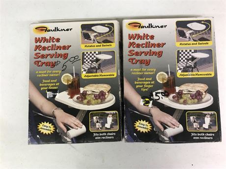 2 Faulkner White Recliner Serving Trays