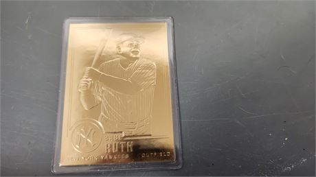 Danbury Mint Babe Ruth Gold Plated Collectible Card