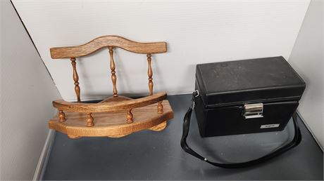 Argus Model 814 Video Recorder & Case  & Small Decorative Wood Wall Shelf