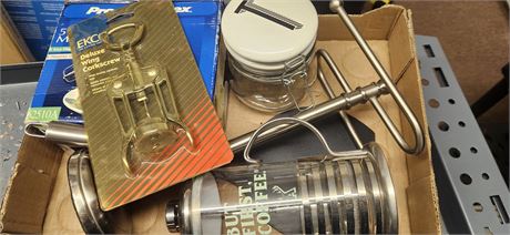 Various Kitchen Items & JVC Car Stereo & RCA Converter