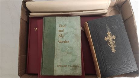 Vintage Certificate Of Baptism & Vintage Religious Books