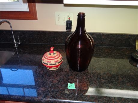 Basket and Brown Bottle