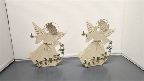 2 Metal Angel Candle Holders
