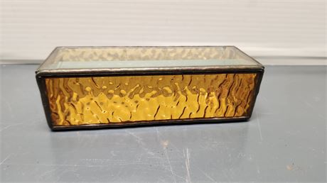 Amber Color Stain Glass Trinket/Jewelry Box