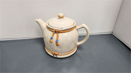 Vintage Porcelier Coffee Tea Pot Vitreous Rope With Tassel, Made In U.S.A.