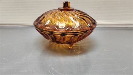 Amber Glass Candy Bowl
