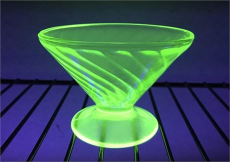 Spiral Design Uranium Glass Cup
