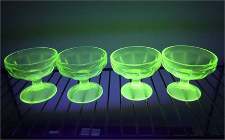 Set of 4 Matching Uranium Glass Cups