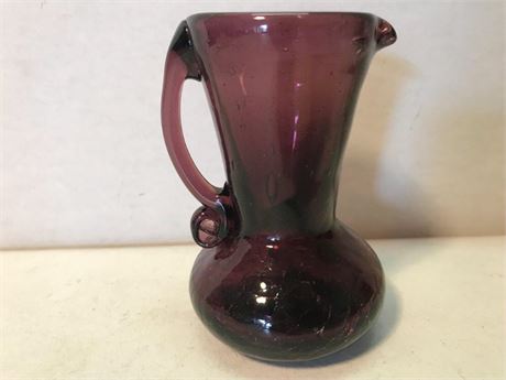 Amethyst Crackle Glass Mini Pitcher