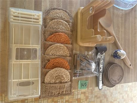 Kitchen Items, Vintage Coasters, Slicer, Cocktail Forks, Etc