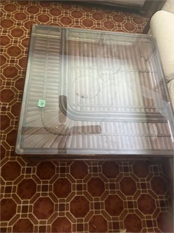 Rattan Glass Top Table